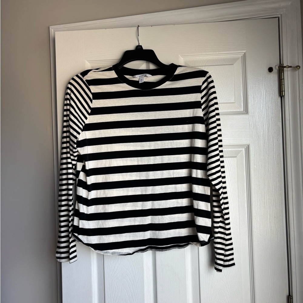 POPSUGAR Monochrome Striped Long Sleeve Top